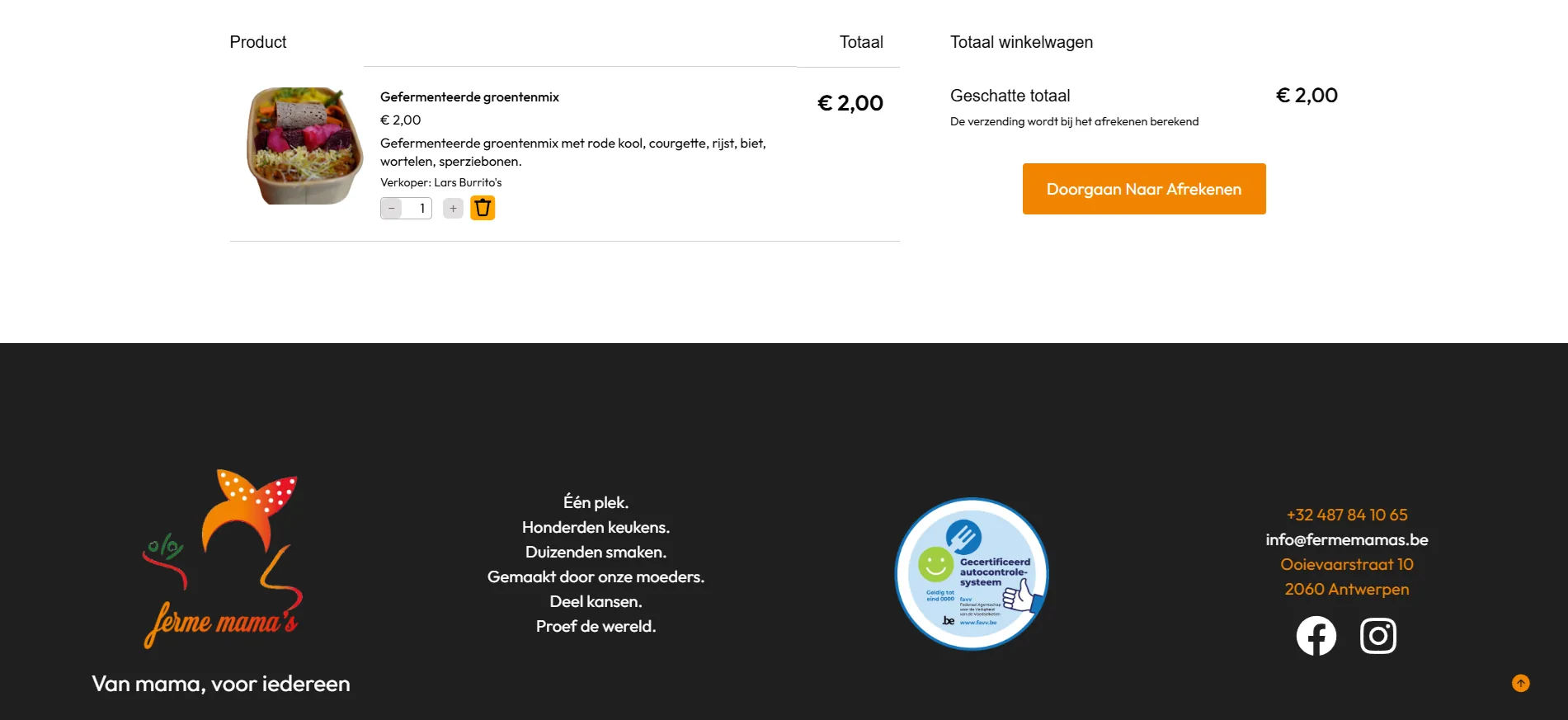 Ferme Mama's checkout and footer
